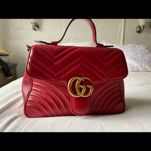 Gucci Red Marmont Medium Top Handle Cross-body